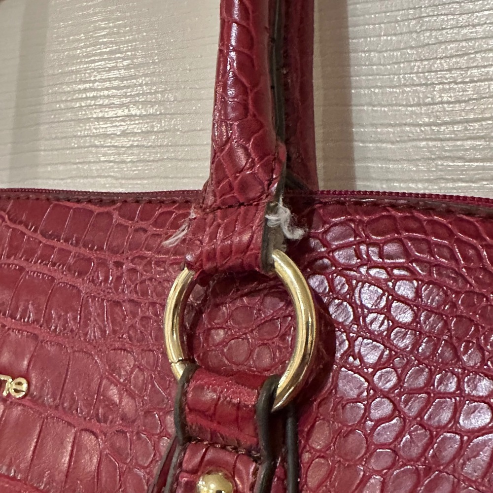 Liz Claiborne Red Croc Embossed Faux Leather Shoulder Bag Tote Organizer - Picture 9 of 12